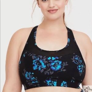 Torrid NWT Black and Blue Floral Sports Bra